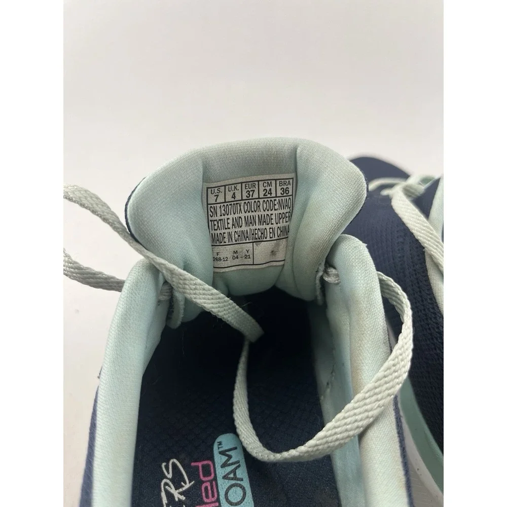 Skechers Women's Size 7 Navy Aqua Lite-Weight Lace Up Sneakers 13070TX
